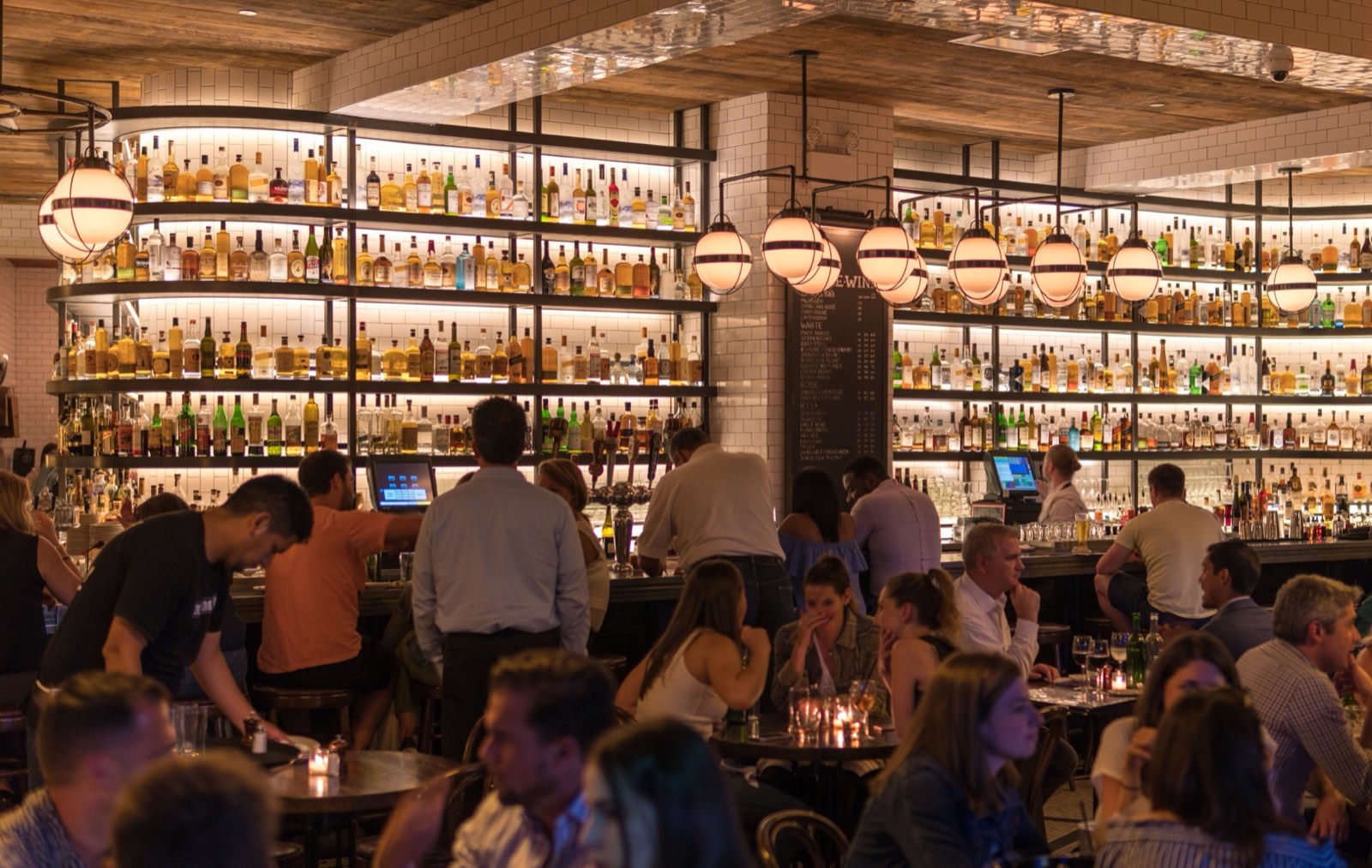 Busy restaurant and bar for a night out
