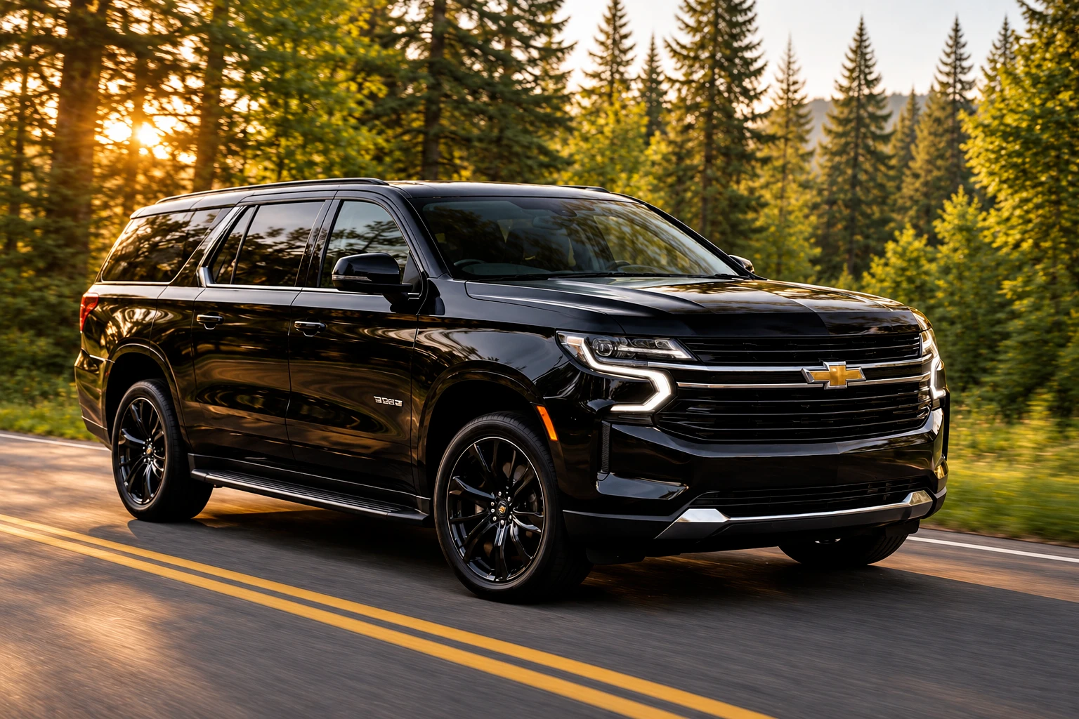 Black Chevrolet Suburban full-size SUV