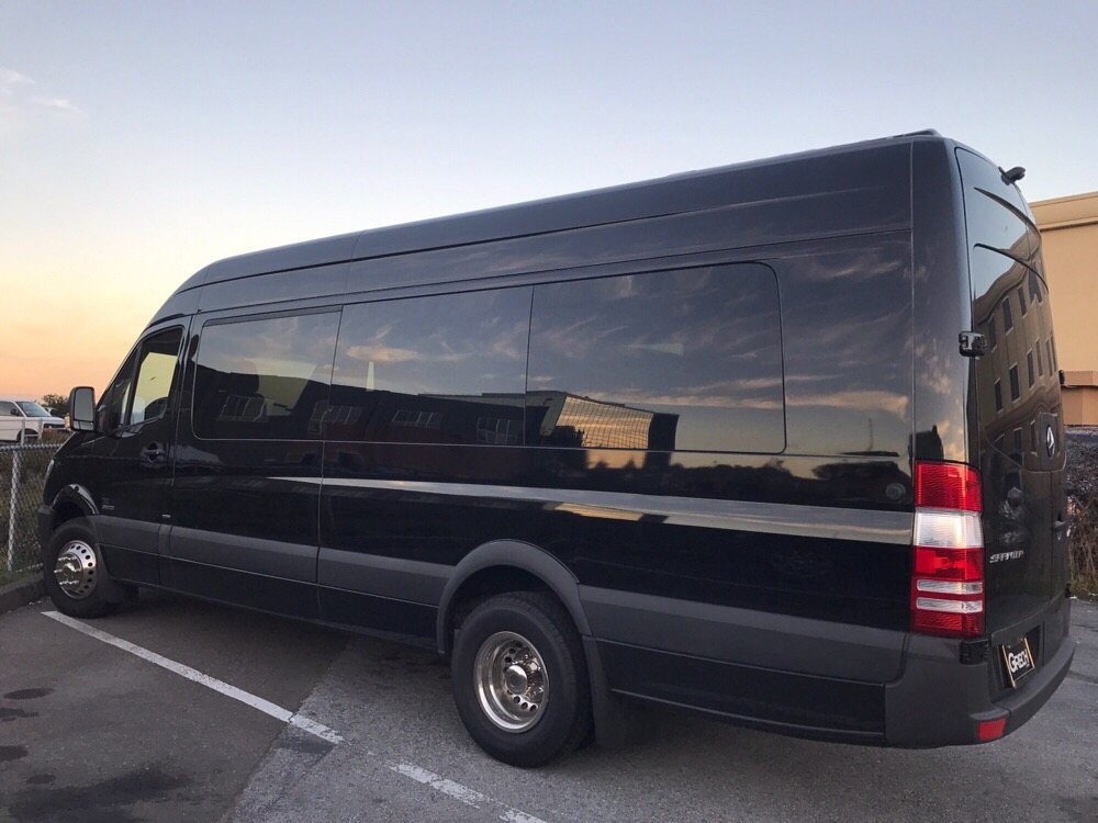 Black Mercedes Sprinter executive van