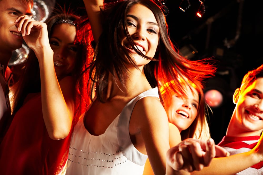 Friends celebrating on a night out