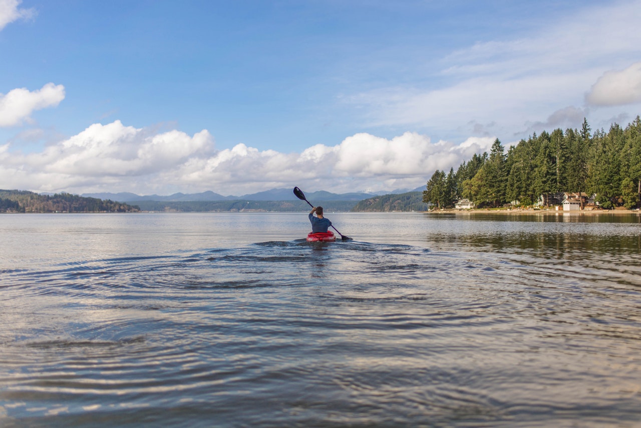 Kayaking on a lake in the wine country